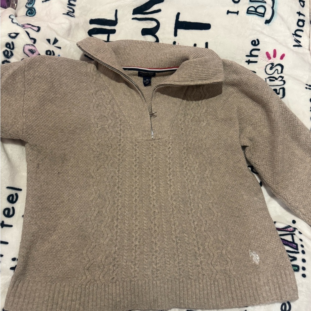 U.S. Polo Assn. Tan Cowl Neck Sweater